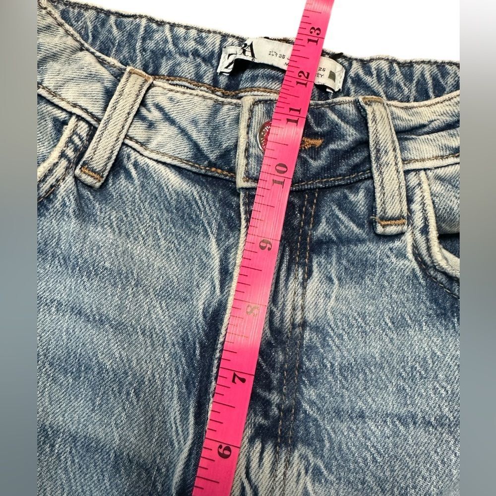 Zara Jeans Womens Blue Denim Distressed Stretch Raw Hem Small Slits at Hem. US 4 - Picture 8 of 8